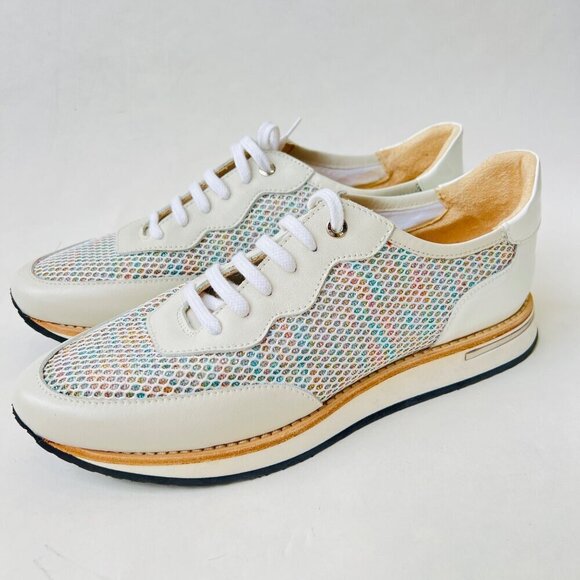 Aquatalia mesh and leather Nahla sneakers, White, Size 9 - Picture 2 of 7